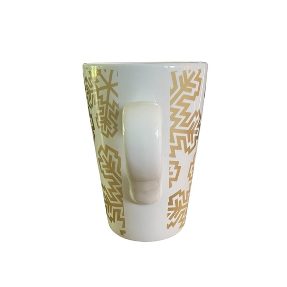 White With Gold Snowflakes Tall Coffee Mug - Secret Expressions - Picture 4 of 7